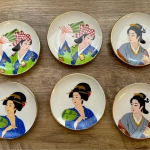 Asian plates small dishes vintage Heisei set of 6